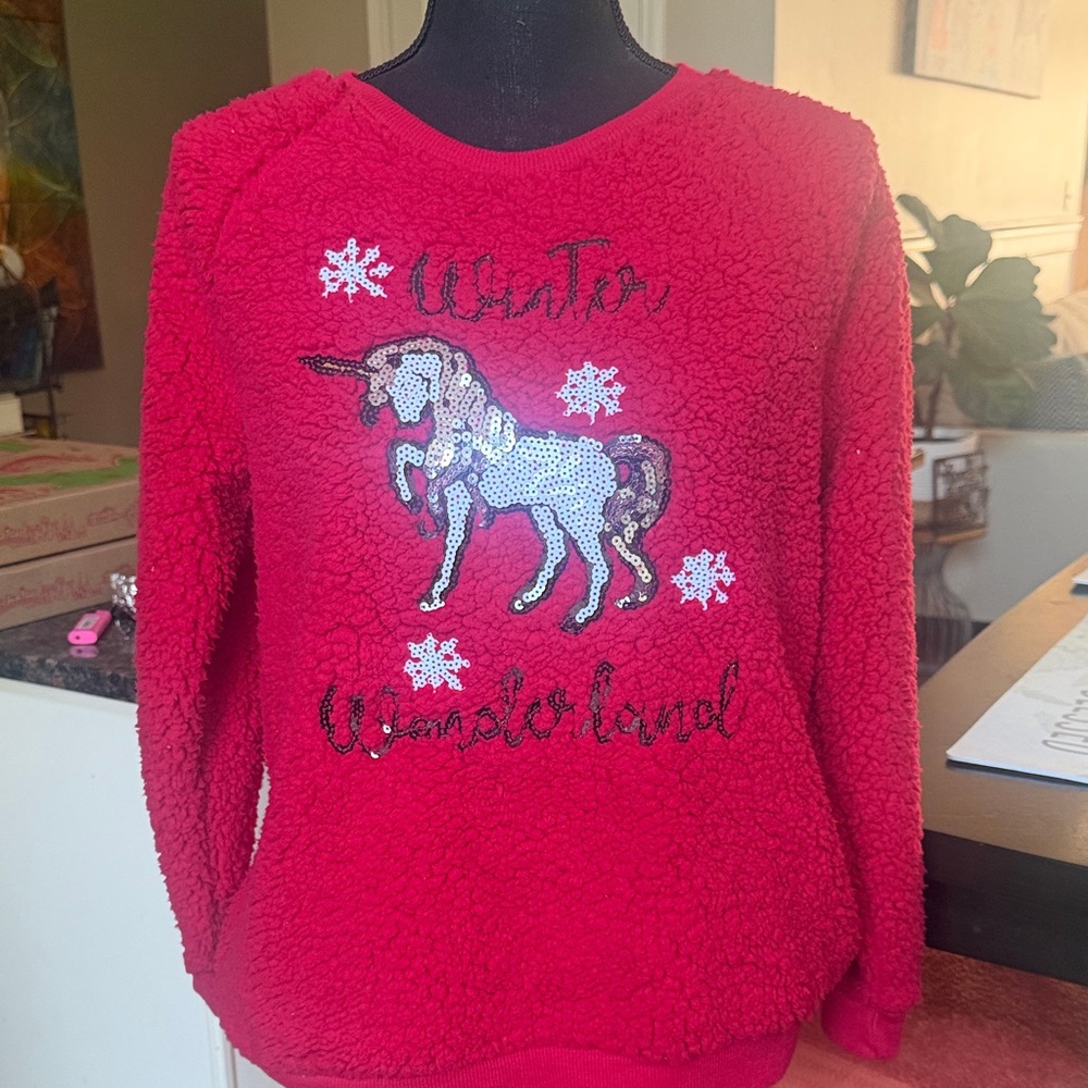 Red Unicorn Winter Sweater